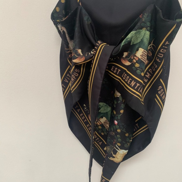 Black Animal Print Scarf Top with Adjustable Straps - Picture 7 of 10